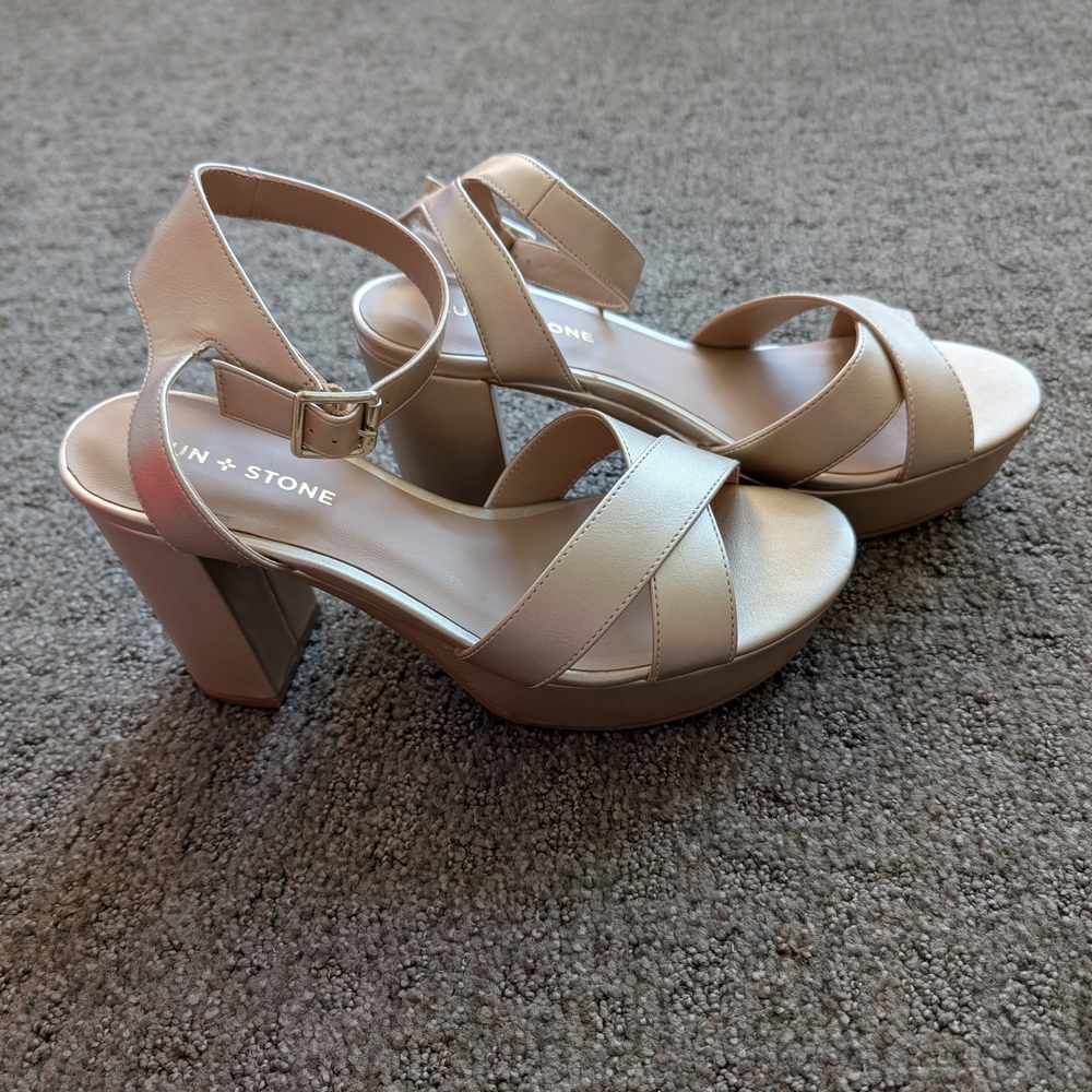 Sun + Stone Gold Platform Sandals